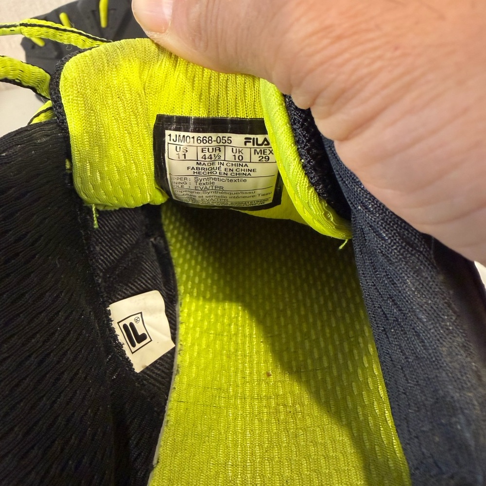 Fila Black and Gray Trail Shoes with Lime Highlights - Picture 10 of 12